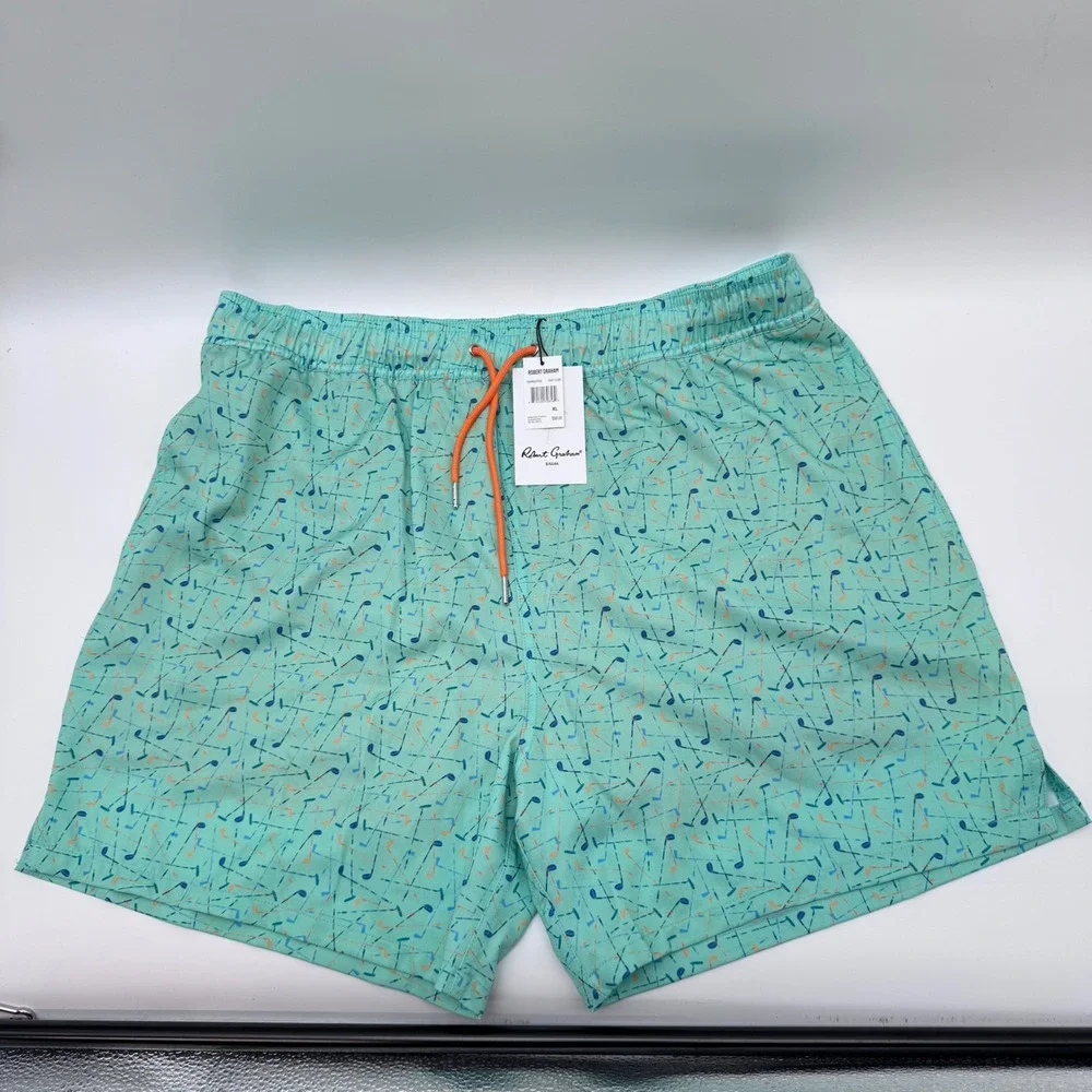 Robert Graham Swim Trunks Mens XL Teal New